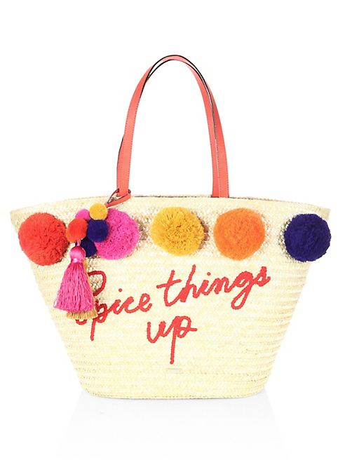 Kate Spade New York - Lewis Way Large Pom Marketa Straw Tote