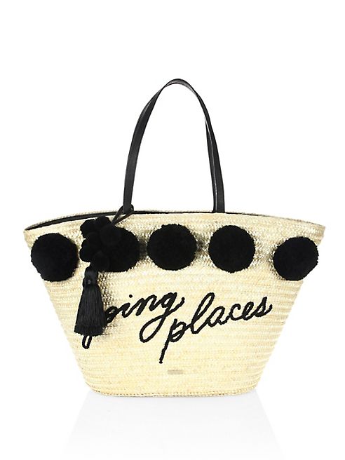 Kate Spade New York - Lewis Way Large Pom Marketa Straw Tote