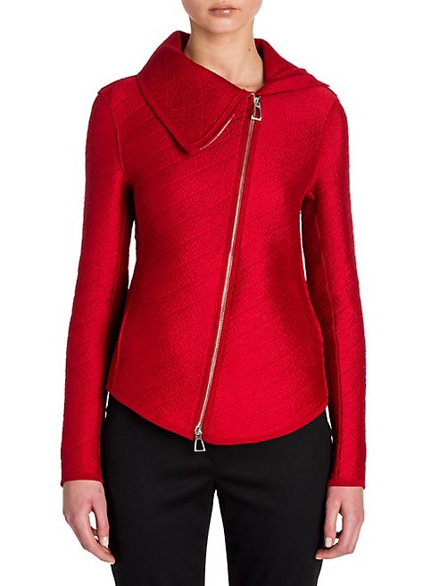 Giorgio Armani - Matelassé Silk & Wool Asymmetrical Zip Jacket