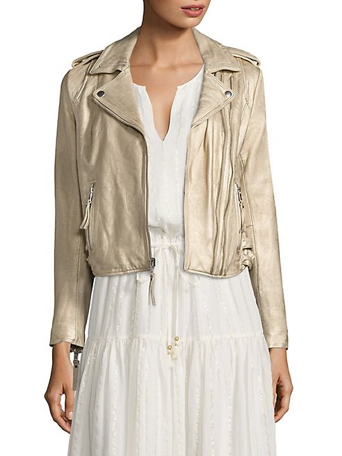 Joie - Leolani Metallic Leather Biker Jacket