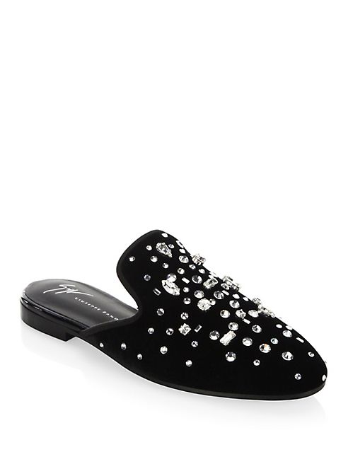 Giuseppe Zanotti - Letizia Crystal Embellished Leather Slides