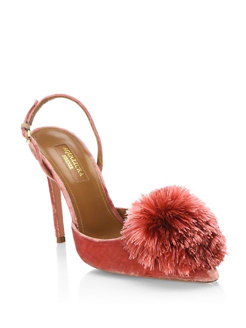 Aquazzura - Powder Puff Velvet Slingback Pumps