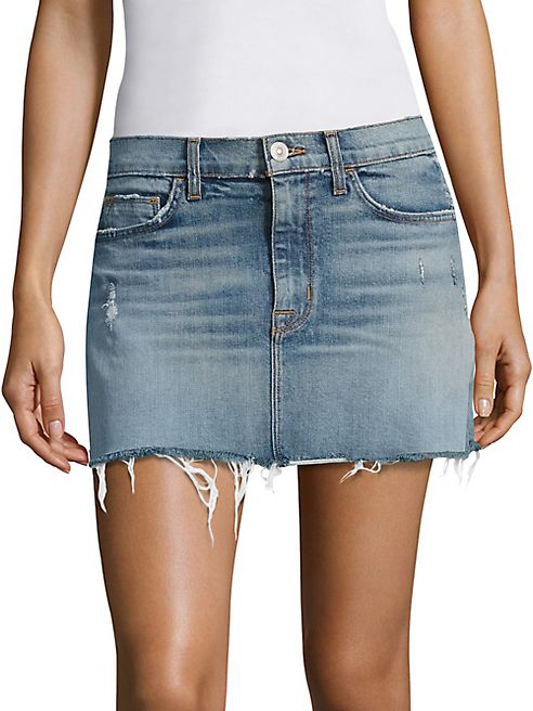 Hudson - Distressed Denim Mini Skirt