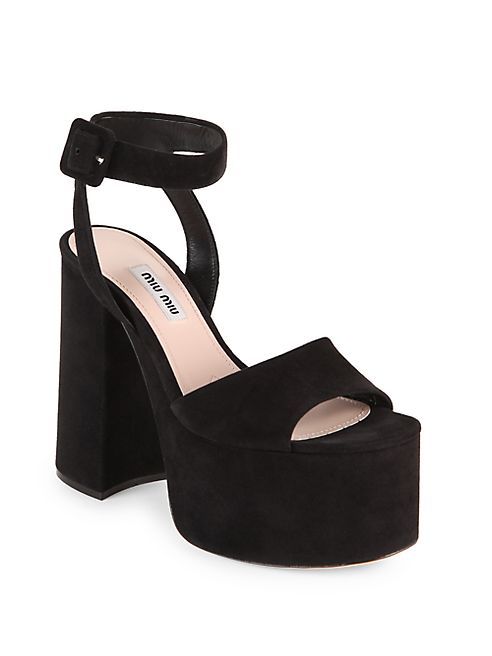 Miu Miu - Suede Ankle-Strap Platform Sandals