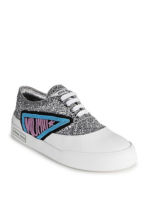 Miu Miu - Glitter Trimmed Sneakers