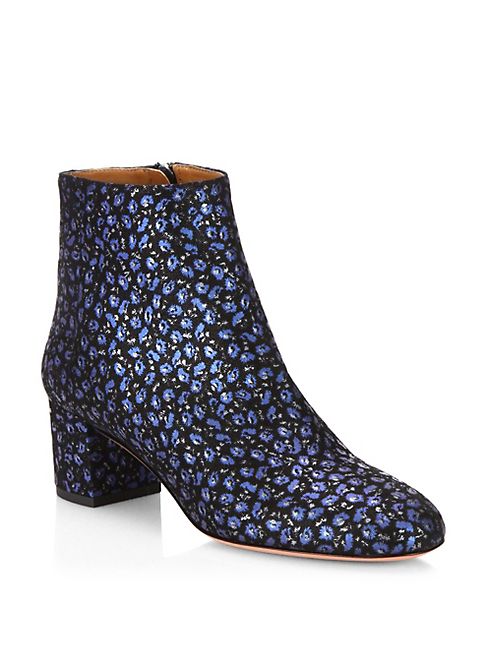 Aquazzura - Brooklyn Floral-Print Suede Booties