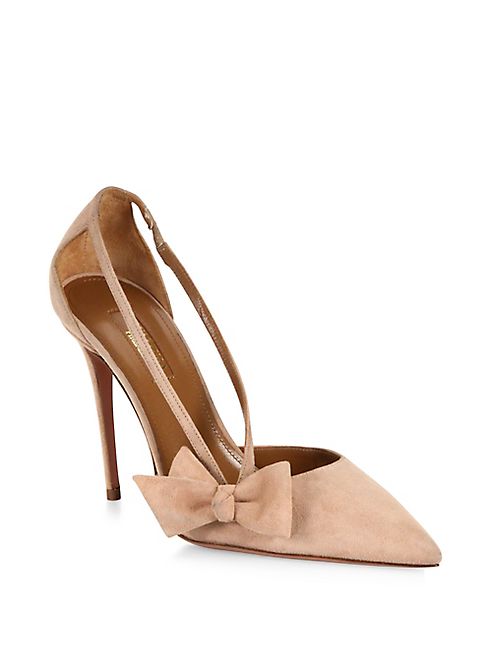 Aquazzura - Parisienne Bow Suede Pumps