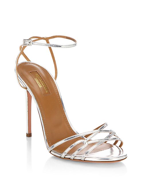 Aquazzura - First Kiss Leather Ankle Strap Sandals