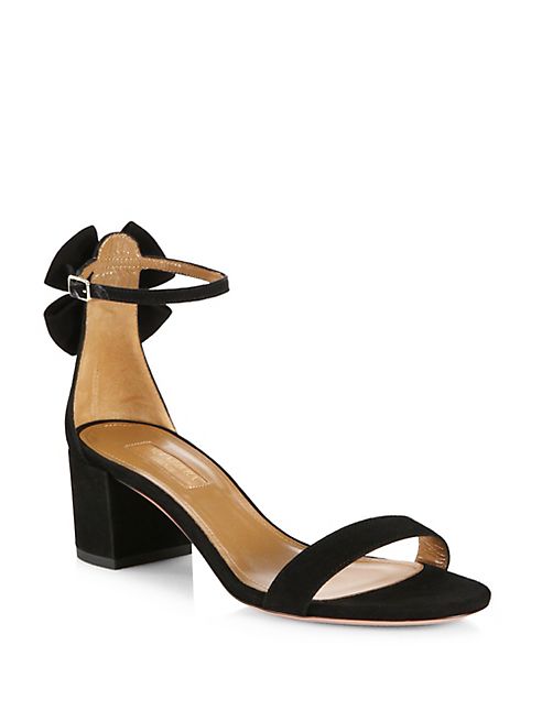 Aquazzura - Siena Bow Suede Ankle-Strap Sandals