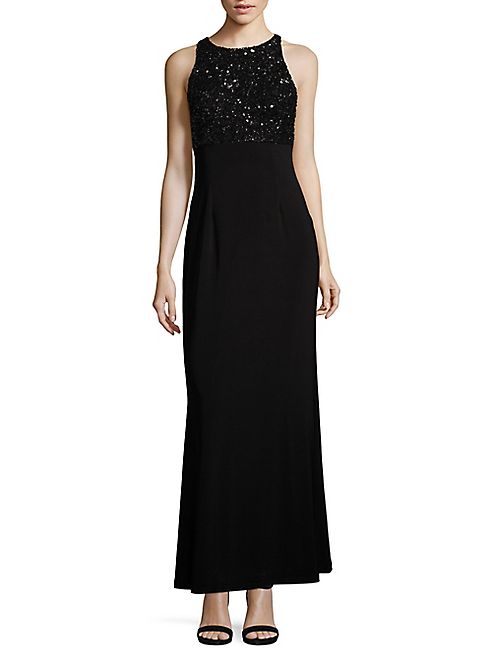 Aidan Mattox - Sequined Jersey Halter Gown