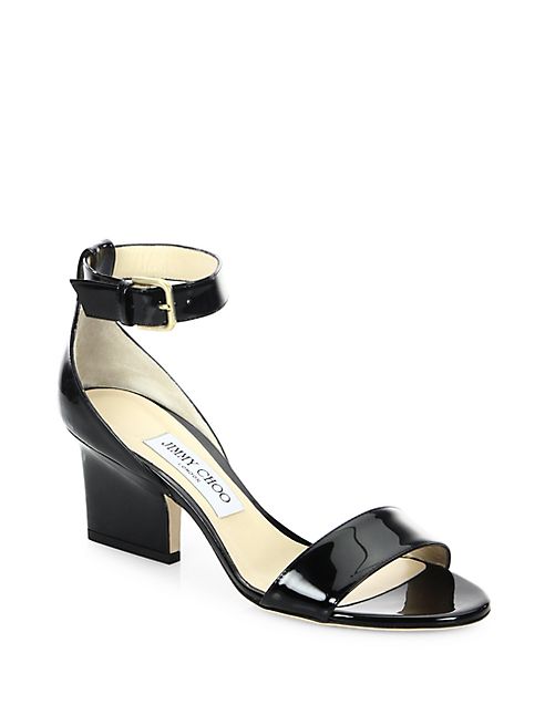 Jimmy Choo - Edina 65 Patent Leather Ankle-Strap Sandals