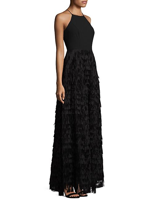 Aidan Mattox - Fringed Halter Dress