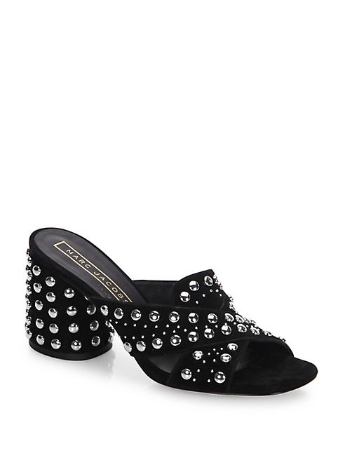 Marc Jacobs - Aurora Leather Studded Crisscross Strap Mules