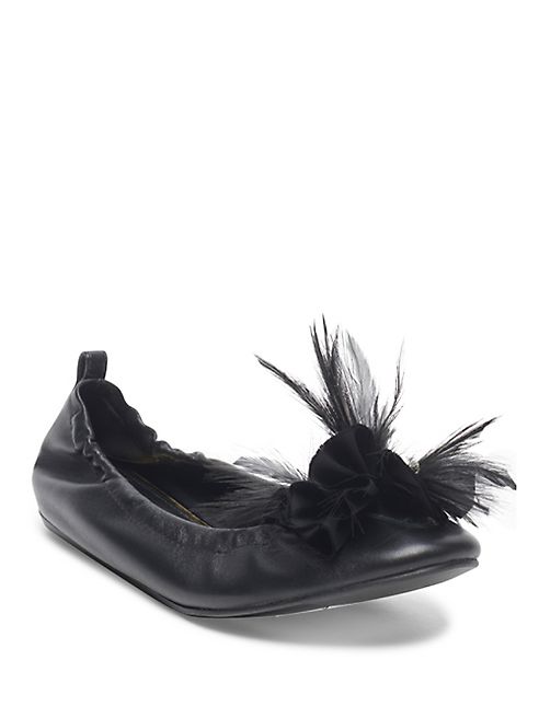 Lanvin - Beaded Feather Accented Ballet Flats