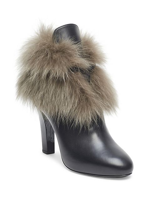 Lanvin - Fox Fur Accented Leather Booties