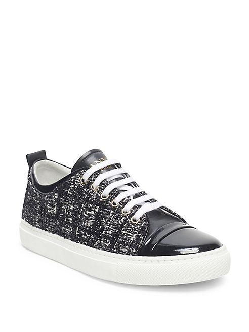 Lanvin - Velvet and Patent Leather Low Top Sneakers