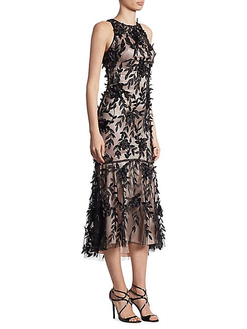 Theia - Petal Beaded Hi-Lo Dress