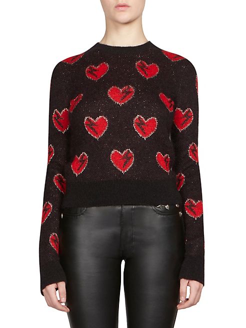 Saint Laurent - Heart Jacquard Wool Sweater