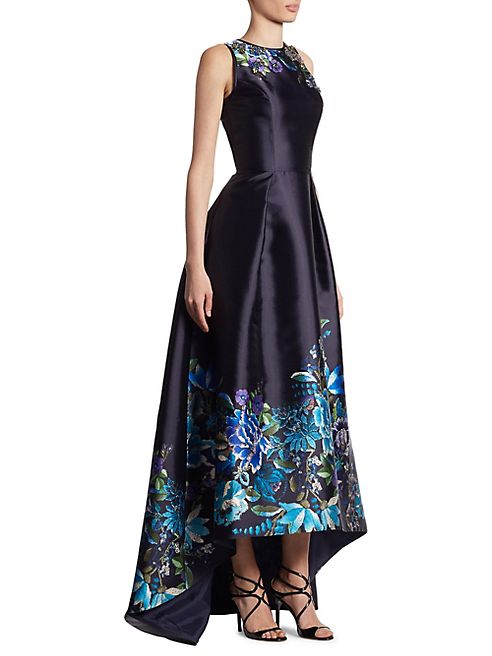 Theia - Embroidered Hi-Lo Gown