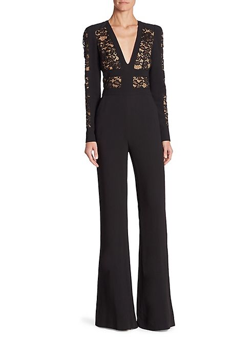 ELIE SAAB - Lace-Insert V-Neck Jumpsuit