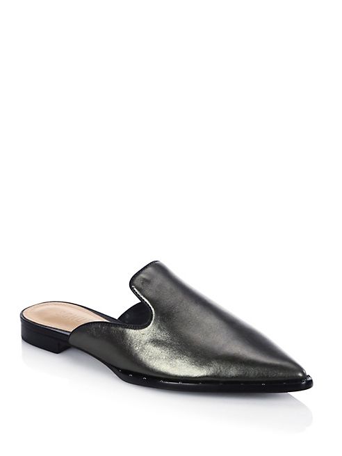 Schutz - Tae Leather Slip-On Flat Sandal