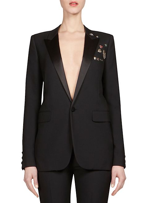 Saint Laurent - Embellished Gabardine Blazer