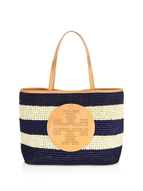 Tory Burch - Perforated-Logo Straw Tote