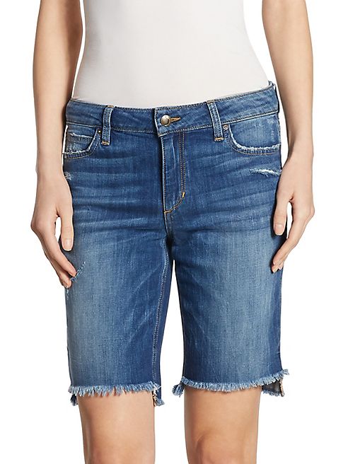 Joe's - Frayed Step Hem Denim Bermuda Shorts