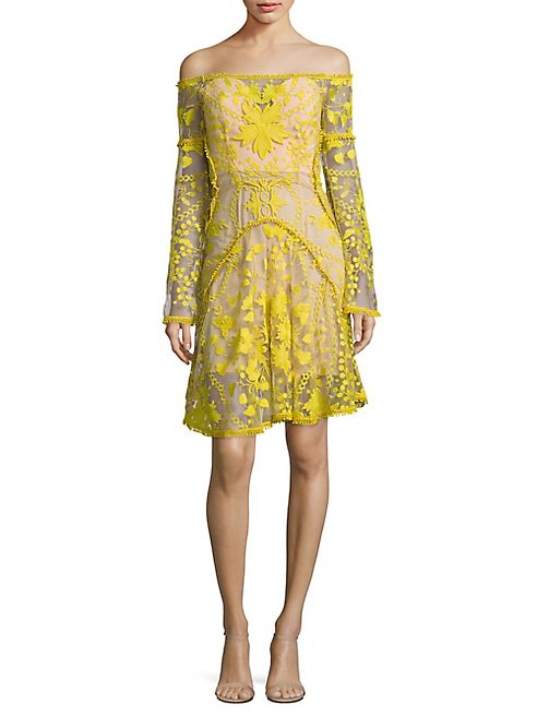 Thurley - Marigold Embroidered Off-The-Shoulder Dress