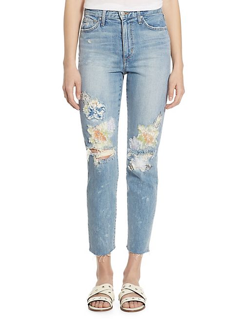 Joe's - Debbie High-Rise Embroidered Distressed Boyfriend Jeans