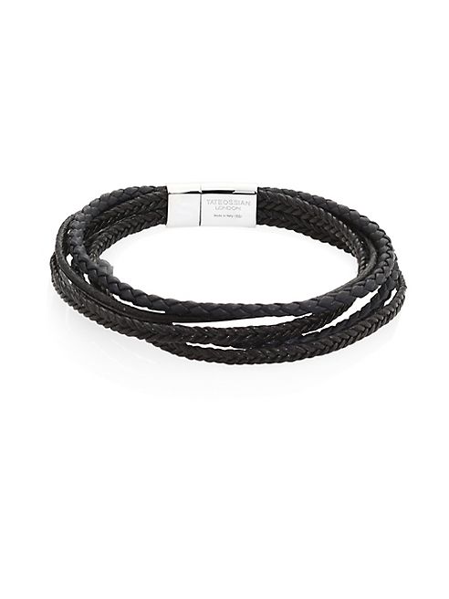 Tateossian - Multi-Layered Sterling Silver and Leather Bracelet