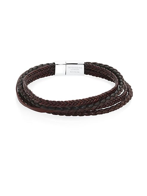 Tateossian - Wrap-Around Sterling Silver & Leather Bracelet