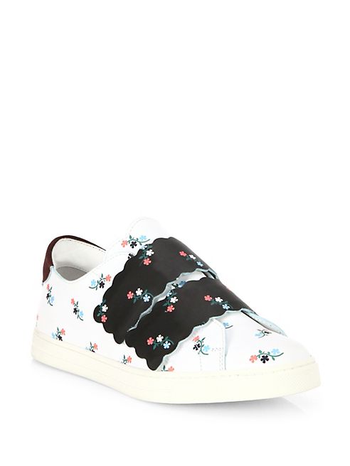 Fendi - Biscuit Floral Leather Grip-Tape Sneakers