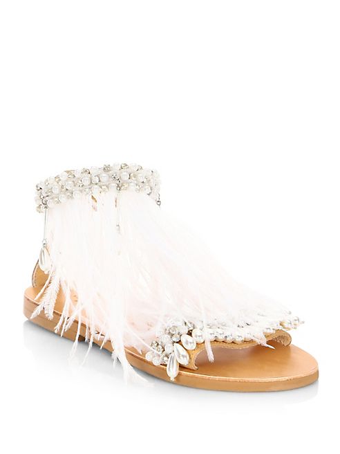 Elina Linardaki - Odette Feather Leather Sandals