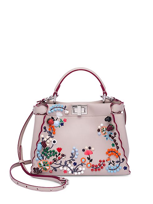 Fendi - Peekaboo Embroidered Leather Handbag