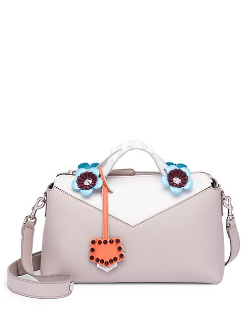 Fendi - By The way Floral-Detail Leather Boston Bag