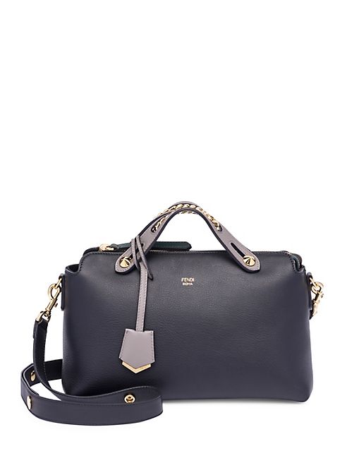 Fendi - By The way Chain-Inset Leather Boston Bag