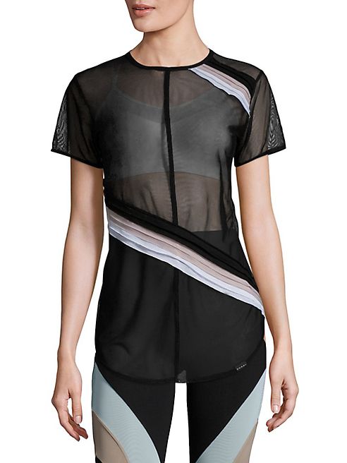 KORAL - Cross Cut Striped Mesh Top