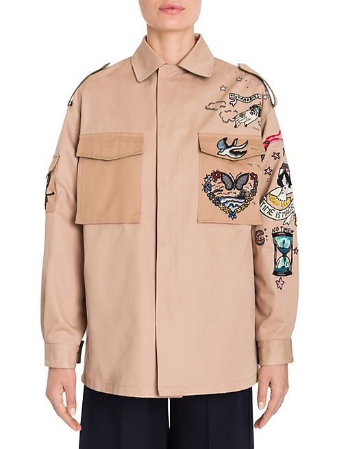 Valentino - Embroidered Gabardine Chino Jacket