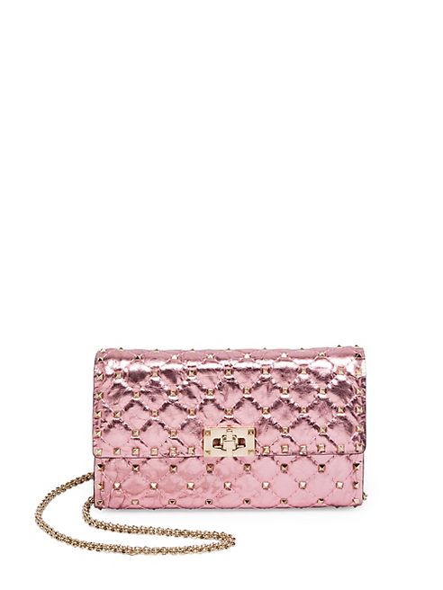 Valentino - Rockstud Spike Metallic Leather Chain Wallet