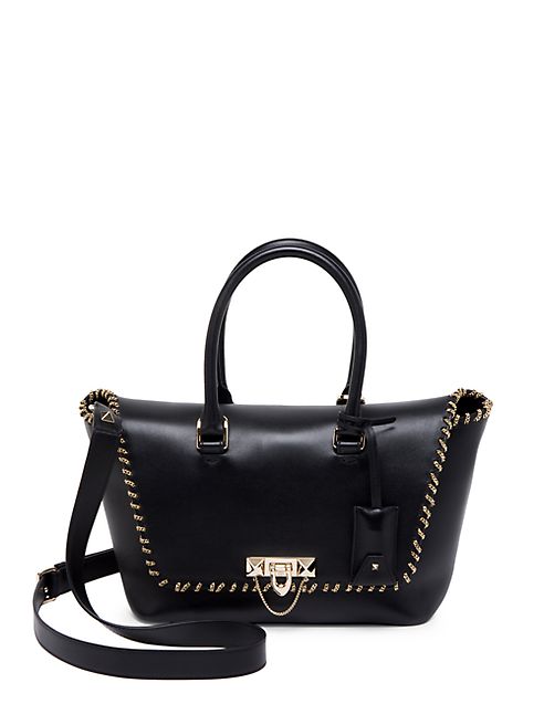 Valentino - Demi Lune Chain-Trim Leather Satchel