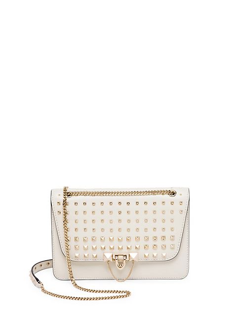 Valentino - Small Demi Lune Studded Leather Chain Shoulder Bag