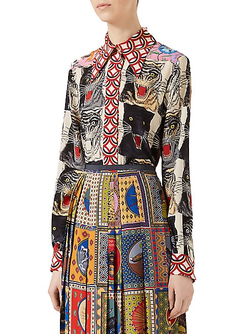 Gucci - Tiger Patchwork Silk Shirt