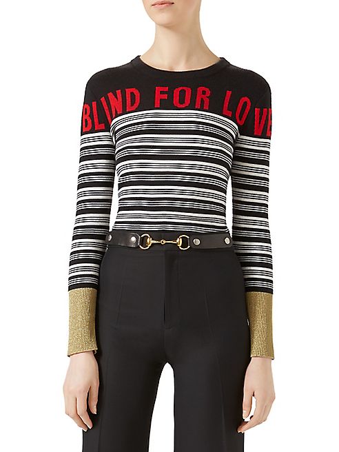 Gucci - Blind For Love Striped Cashmere & Silk Sweater