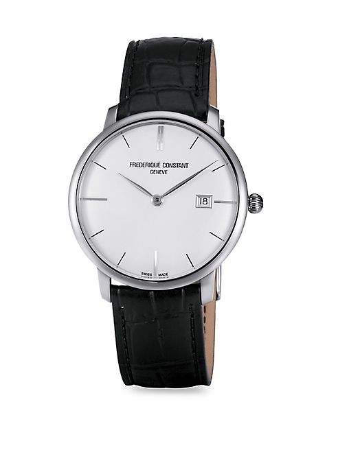 Frederique Constant - Stainless Steel & Leather Strap Watch