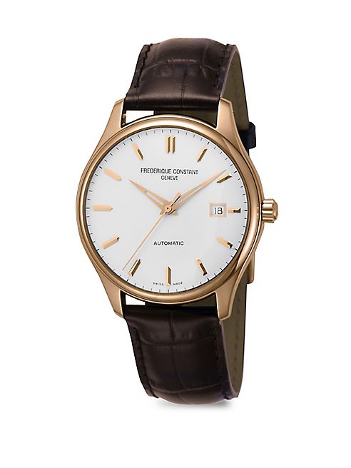 Frederique Constant - Index Goldtone Stainless Steel & Alligator Strap Watch