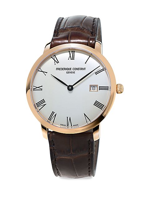 Frederique Constant - Slimline Stainless Steel & Leather Strap Watch