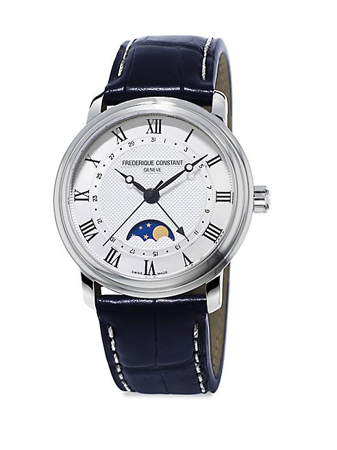 Frederique Constant - Stainless Steel & Leather Strap Watch