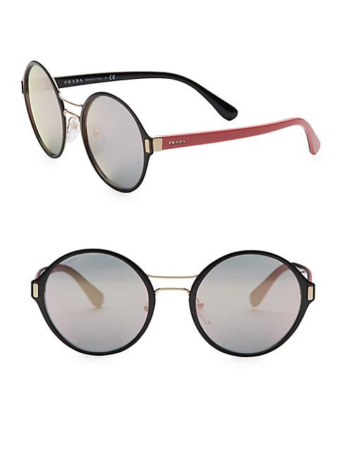 Prada - 54MMM Mirrored Round Sunglasses