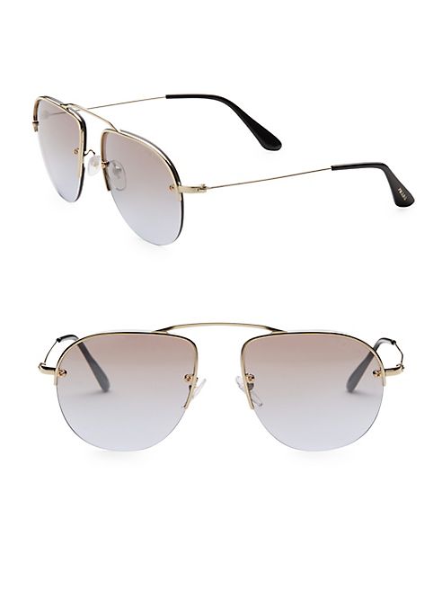 Prada - Teddy 55MM Mirrored Pilot Sunglasses